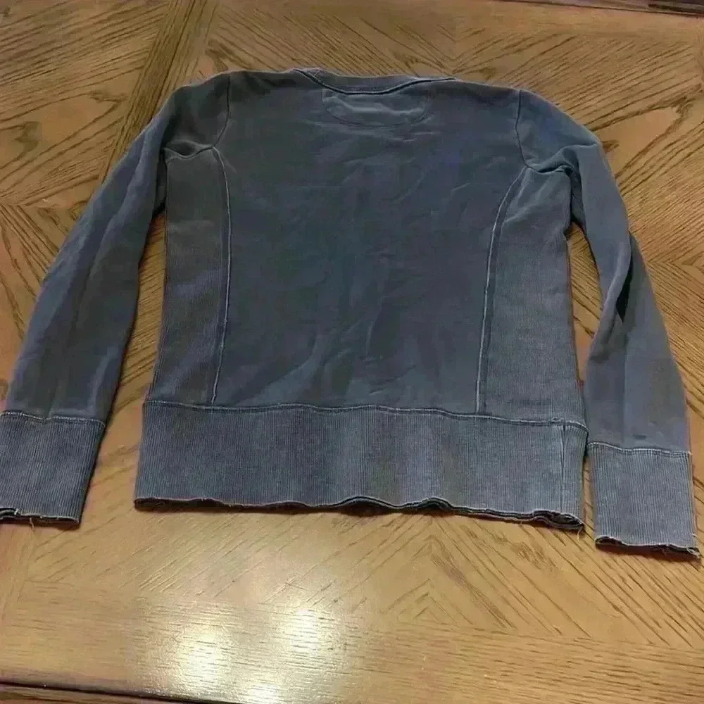 Converse All Star crew distressed washed out sweater blue Small - Picture 6 of 8